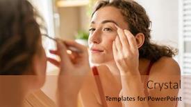  Presentation with beauty makeup - Audience pleasing presentation theme consisting of beautiful-young-woman-using-tweezer backdrop and a red colored foreground