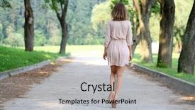  Presentation with sad woman walking - PPT layouts consisting of beautiful young woman walking background and a light gray colored foreground