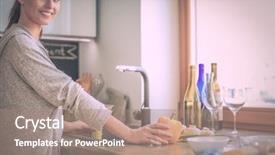  Presentation with face wash woman washing up - Cool new PPT layouts with beautiful young woman washing vegetables backdrop and a  colored foreground