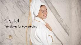  Presentation with arabian woman wearing hijab muslim - Slide deck featuring beautiful young woman wearing bathrobe background and a lemonade colored foreground