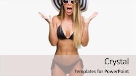  Presentation with winner - Beautiful PPT theme featuring beautiful young woman wearing bikini backdrop and a soft green colored foreground