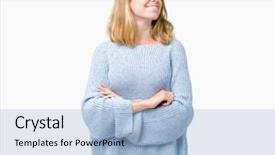  Presentation with blue - Cool new slides with beautiful young woman wearing blue backdrop and a light blue colored foreground