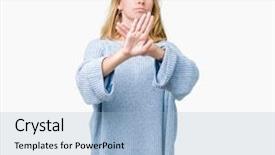  Presentation with blue - Presentation design consisting of beautiful young woman wearing blue background and a  colored foreground