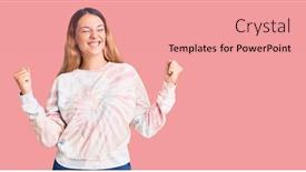  Presentation with tie dye - Theme enhanced with beautiful-young-woman-wearing-casual background and a coral colored foreground