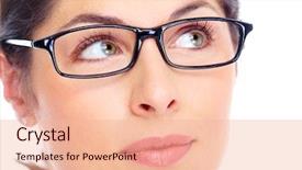  Presentation with young woman wearing boxer gloves - PPT theme featuring beautiful young woman wearing glasses background and a lemonade colored foreground