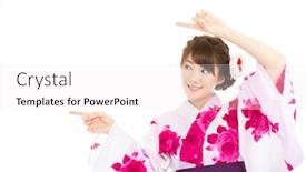  Presentation with japanese - Presentation design with beautiful-young-woman-wearing-japanese background and a white colored foreground