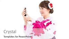  Presentation with kimono - Cool new presentation theme with beautiful-young-woman-wearing-japanese backdrop and a white colored foreground