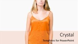  Presentation with orange - Amazing slide deck having beautiful young woman wearing orange backdrop and a gold colored foreground