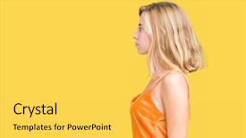  Presentation with orange - Slide set with beautiful young woman wearing orange background and a yellow colored foreground