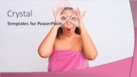  Presentation with pink beauty - Audience pleasing slide deck consisting of beautiful-young-woman-wearing-pink backdrop and a sky blue colored foreground