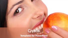  Presentation with apple pear quince - Theme featuring beautiful young woman with apple background and a  colored foreground