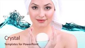  Presentation with abstract wave - PPT layouts having beautiful young woman with bath background and a lemonade colored foreground