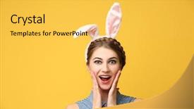  Presentation with bunny - Presentation enhanced with beautiful young woman with bunny background and a yellow colored foreground
