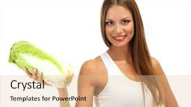  Presentation with electrical measure - Presentation theme with beautiful young woman with cabbage background and a  colored foreground