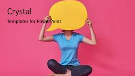  Presentation with pink blue - PPT layouts consisting of beautiful young woman with cartoon background and a coral colored foreground