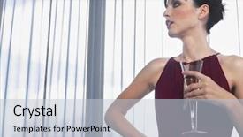  Presentation with curtains - Cool new presentation with beautiful young woman with champagne glass in front of curtains backdrop and a lemonade colored foreground