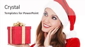  Presentation with beautiful reof christmas season - Colorful presentation theme enhanced with beautiful young woman with christmas backdrop and a white colored foreground
