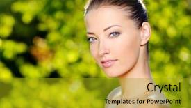  Presentation with beautiful skin - Beautiful presentation theme featuring beautiful young woman with clean backdrop and a  colored foreground