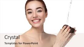  Presentation with coconut - Audience pleasing theme consisting of beautiful young woman with coconut backdrop and a lemonade colored foreground