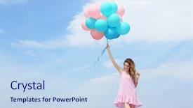  Presentation with blue balloons - Beautiful theme featuring colorful balloons against blue backdrop and a sky blue colored foreground
