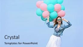  Presentation with blue balloons - Audience pleasing PPT theme consisting of colorful balloons against blue backdrop and a light blue colored foreground