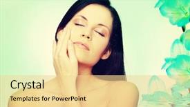  Presentation with cream - Slide deck featuring beautiful young woman with cream background and a blonde colored foreground