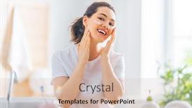  Presentation with cream - Slide set featuring beautiful-young-woman-with-cream background and a soft green colored foreground