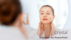  Presentation with treatment - Slide deck featuring beautiful-young-woman-with-cream background and a coral colored foreground