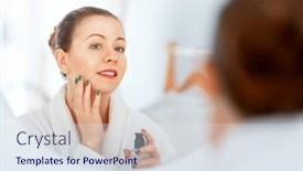  Presentation with treatment - PPT theme with beautiful-young-woman-with-cream background and a sky blue colored foreground