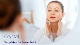  Presentation with cream - Presentation design enhanced with beautiful-young-woman-with-cream background and a sky blue colored foreground