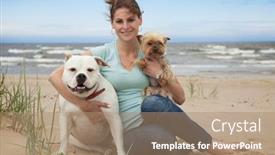  Presentation with dogs - Colorful theme enhanced with beautiful young woman with dogs backdrop and a coral colored foreground