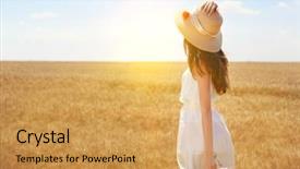  Presentation with flowers - Amazing slide deck having beautiful young woman with flower backdrop and a yellow colored foreground