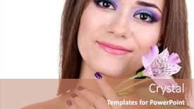  Presentation with flower woman - Slide set consisting of beautiful young woman with flower isolated on white background and a coral colored foreground