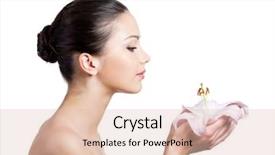  Presentation with beautiful skin - Amazing PPT theme having beautiful young woman with flower backdrop and a lemonade colored foreground