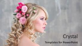  Presentation with blurred flowers - Audience pleasing presentation consisting of beautiful young woman with flowers backdrop and a  colored foreground