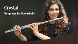  Presentation with flute - Cool new PPT layouts with beautiful young woman with flute backdrop and a dark gray colored foreground