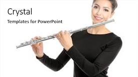  Presentation with flute - Slide deck enhanced with beautiful young woman with flute background and a white colored foreground