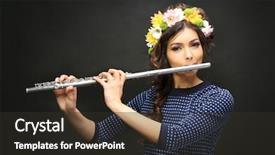  Presentation with black woman - Presentation design having beautiful young woman with flute background and a dark gray colored foreground