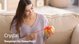  Presentation with valentine - Slides having beautiful young woman with gift background and a coral colored foreground