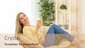  Presentation with glass - Beautiful slide set featuring beautiful-young-woman-with-glass backdrop and a  colored foreground