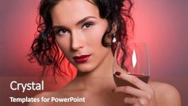  Presentation with wine - Colorful slide deck enhanced with beautiful young woman with glass of red wine backdrop and a red colored foreground