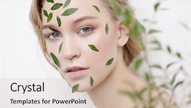  Presentation with chemistry leaves green leaf - Amazing presentation design having beautiful young woman with green backdrop and a soft green colored foreground