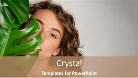  Presentation with cosmetics beauty - Presentation having beautiful-young-woman-with-green background and a coral colored foreground