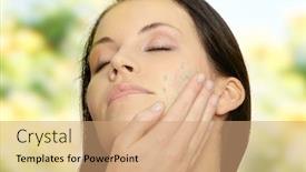  Presentation with beautiful green - Beautiful PPT theme featuring beautiful-young-woman-with-green backdrop and a coral colored foreground