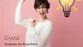  Presentation with winning - Audience pleasing presentation design consisting of beautiful-young-woman-with-happy backdrop and a coral colored foreground