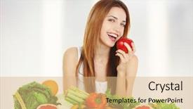  Presentation with healthy food college - PPT layouts having beautiful young woman with healthy background and a coral colored foreground