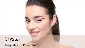  Presentation with heart - Presentation theme featuring beautiful young woman with heart painted on face against white background background and a lemonade colored foreground