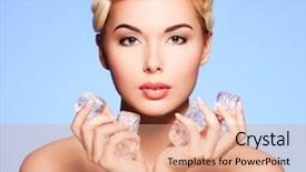 Presentation with ice blue - Beautiful PPT theme featuring beautiful young woman with ice in her hands on a blue background backdrop and a coral colored foreground