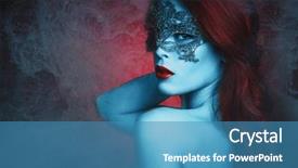  Presentation with blue and red - Presentation theme enhanced with beautiful young woman with lace background and a teal colored foreground