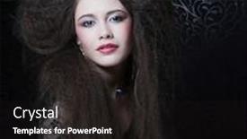  Presentation with hair salon scissors in black - Colorful presentation theme enhanced with beautiful-young-woman-with-long backdrop and a black colored foreground